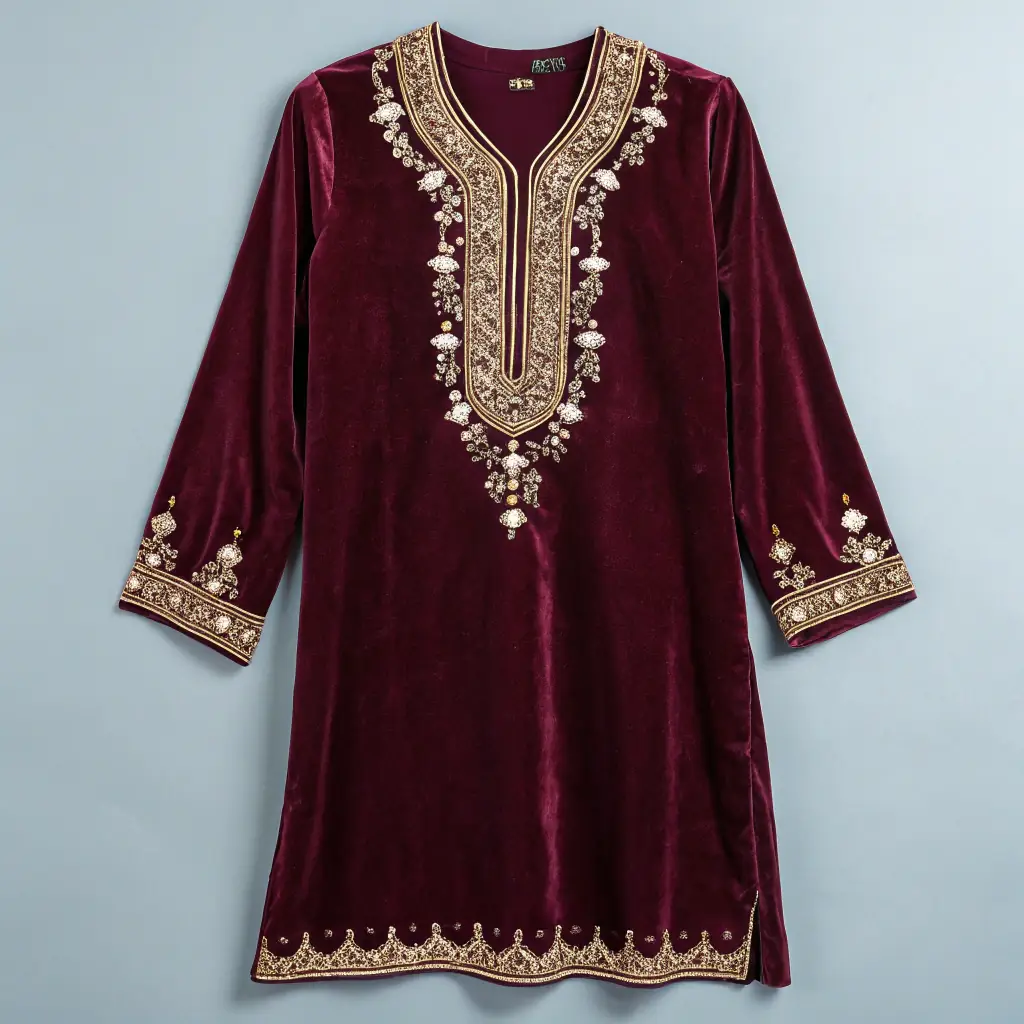 Velvet Blouse with Mirror Work
